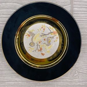 Vintage 1983 Imperial Chokin Black Gold Oriental Plate Yoshinobu Hara 419 bird